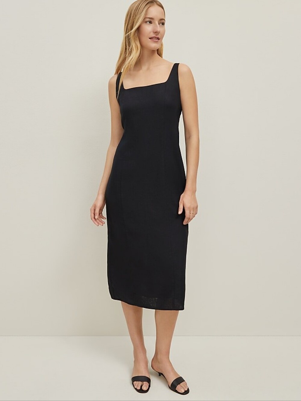 Ann Taylor Black Square-Neck Midi Dress